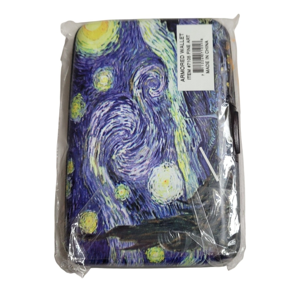 Fine Art Starry Night Armored Wallet Unisex Blue Yellow New Van Gogh Card Case